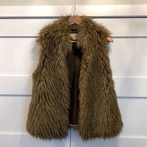 Brown faux fur vest